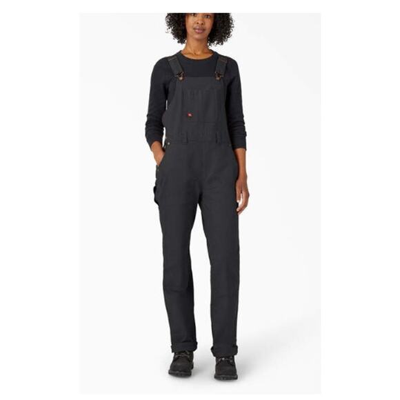 Dickies Duck Double Knee Overalls Black Large - Picture 1 of 12